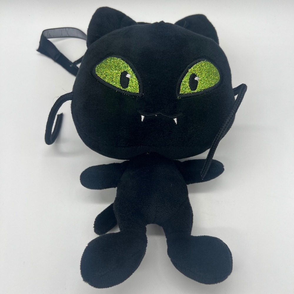 Spirit Halloween Miraculous Ladybug Plagg Black Cat Plush Backpack Bag 11"
